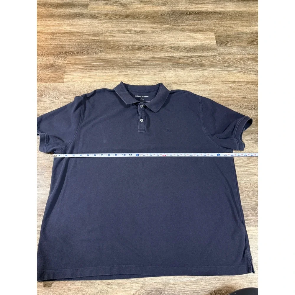 Banana Republic Mens XXL Monogram Pique Polo Shirt Preppy Navy Blue‎